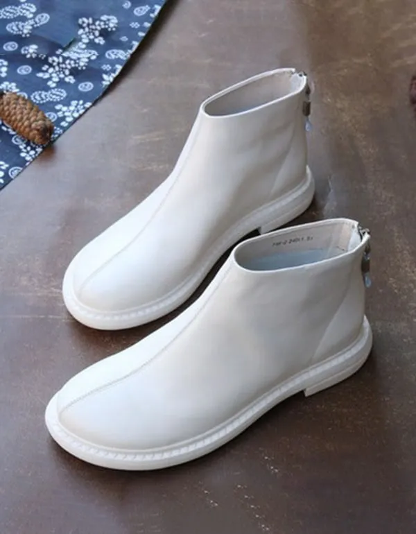 Back Zipper Soft Leather Chelsea Ankle Boots