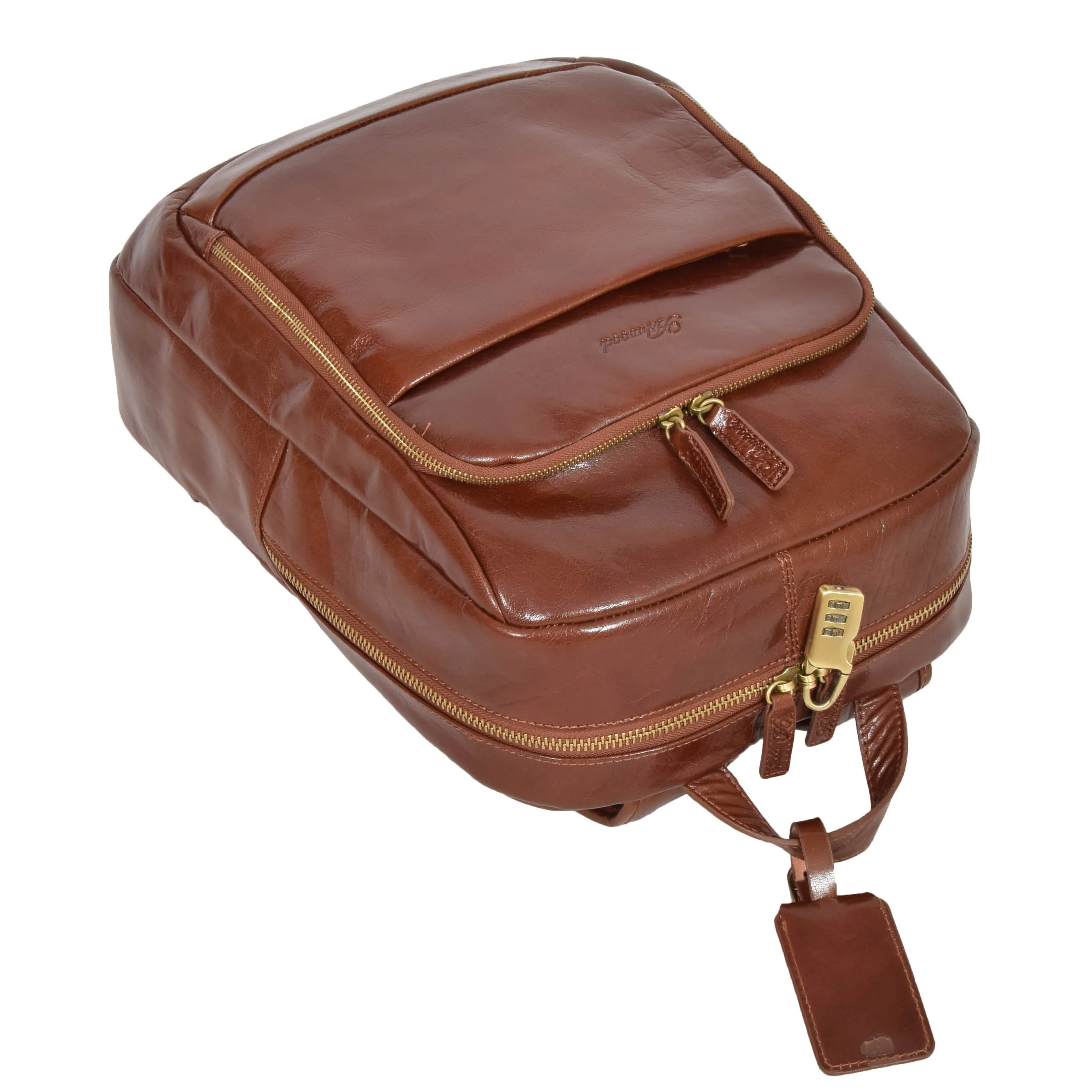 Backpack Chestnut Real Leather Large Travel Rucksack Cora