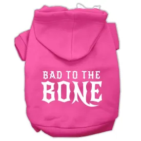 Bad To The Bone Dog Pet Hoodies Bright Pink Size Sm (10)