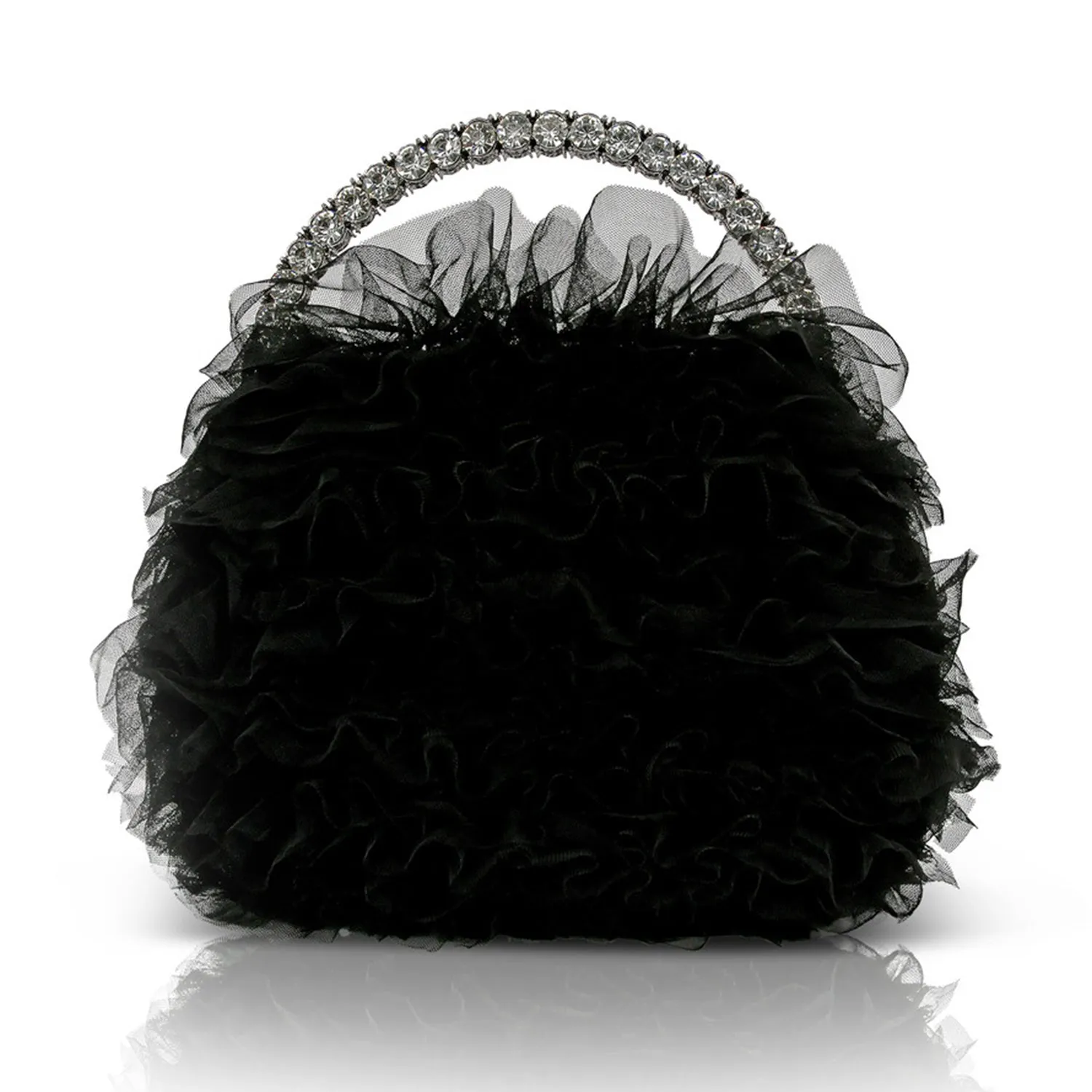 Badgley Mischka Women's Jazzie Tulle Ruffle Pouch in Black