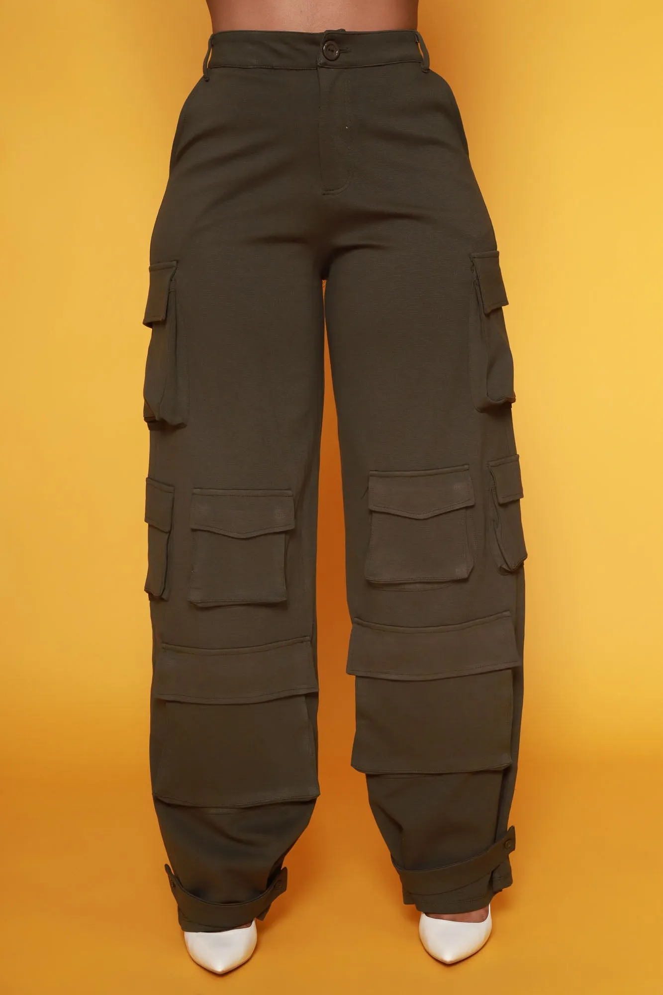 Baggy Multi Pocket Long Cargo Pants - Olive