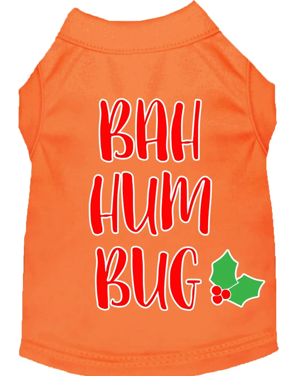 Bah Humbug Screen Print Dog Shirt Orange Med