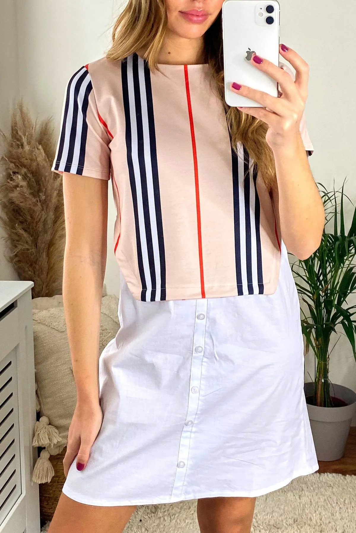 Bailey stripe detail T Shirt dress