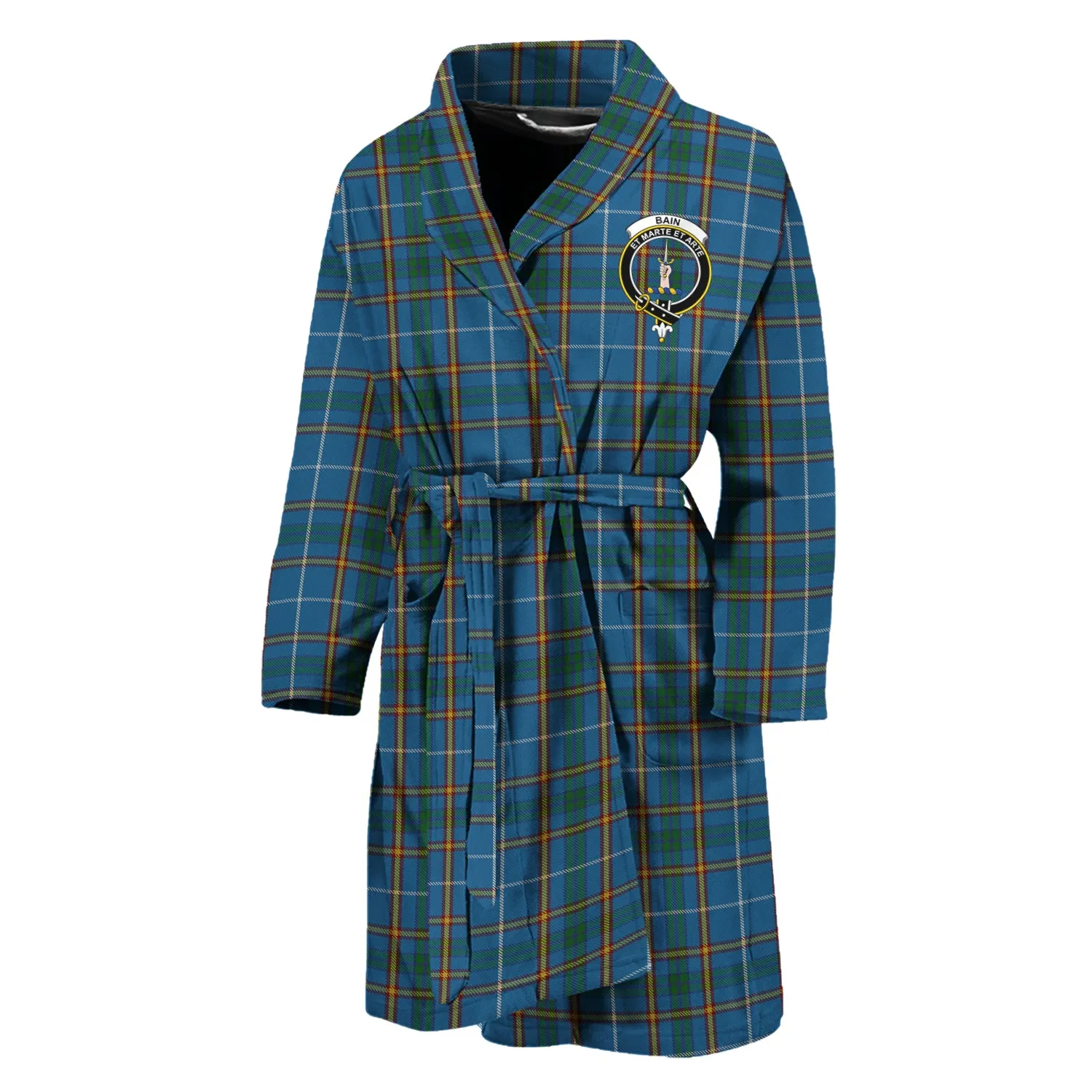 Bain Tartan Bathrobe with Family Crest