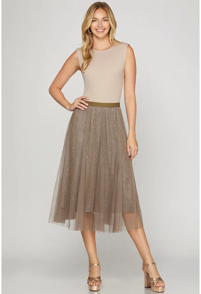 Ball Drop Midi Skirt