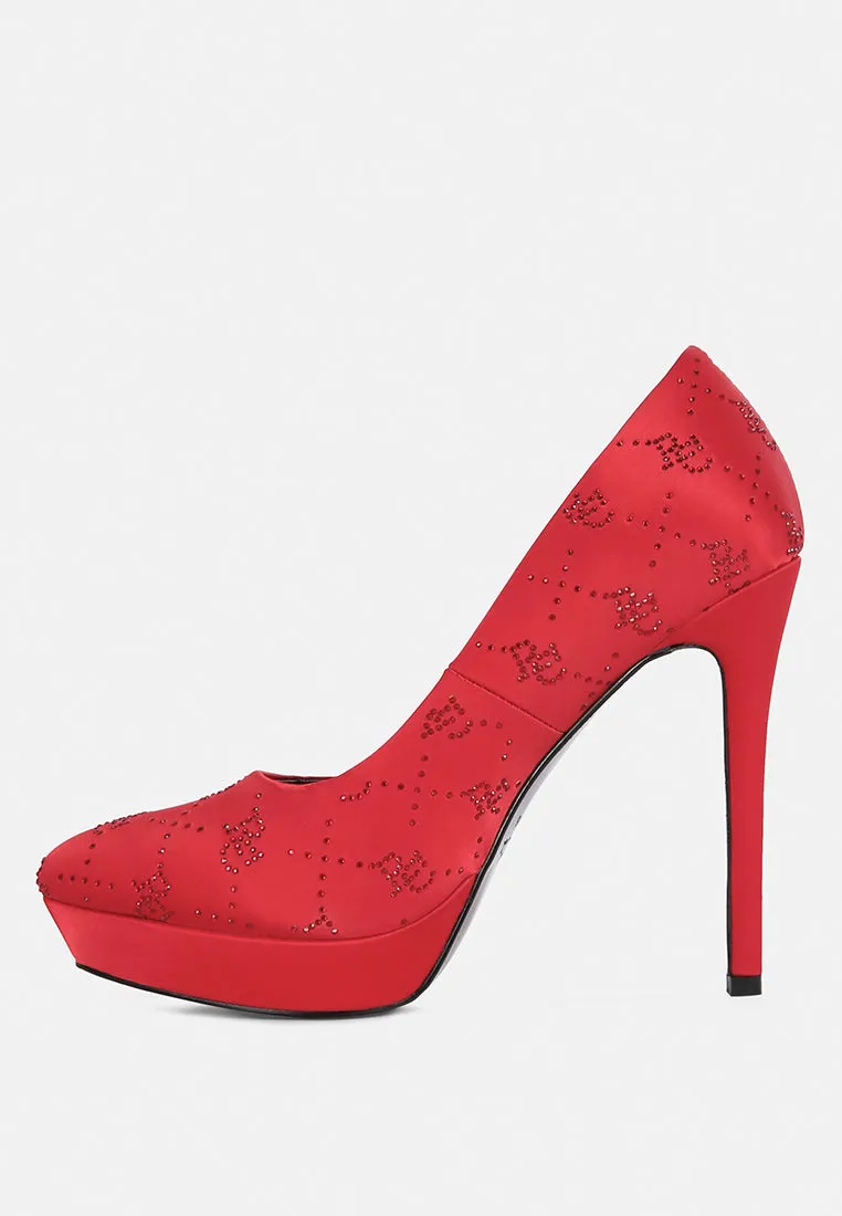 Ballard Monogram Satin Stiletto Pumps