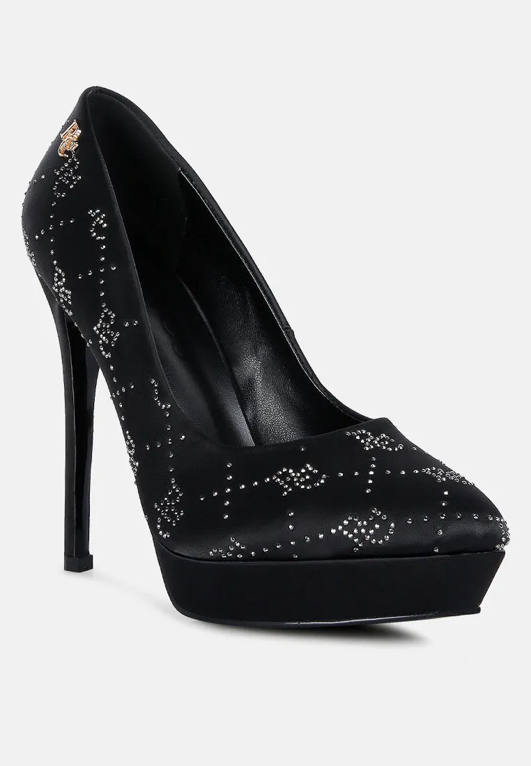 Ballard Monogram Satin Stiletto Pumps