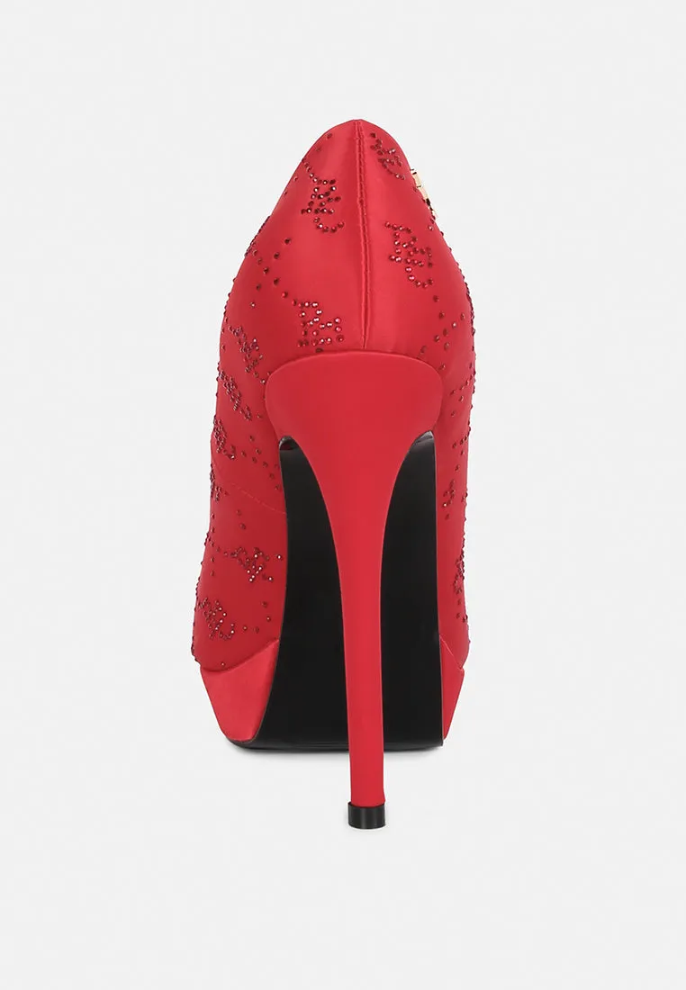 Ballard Monogram Satin Stiletto Pumps