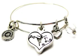 Ballerina Silhouette Heart Bangle Bracelet