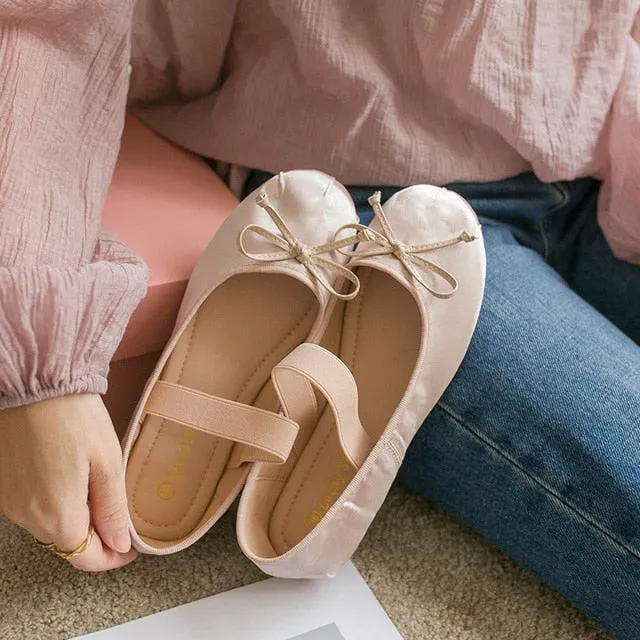 Balletcore Elastic Band Satin Ballet Flats