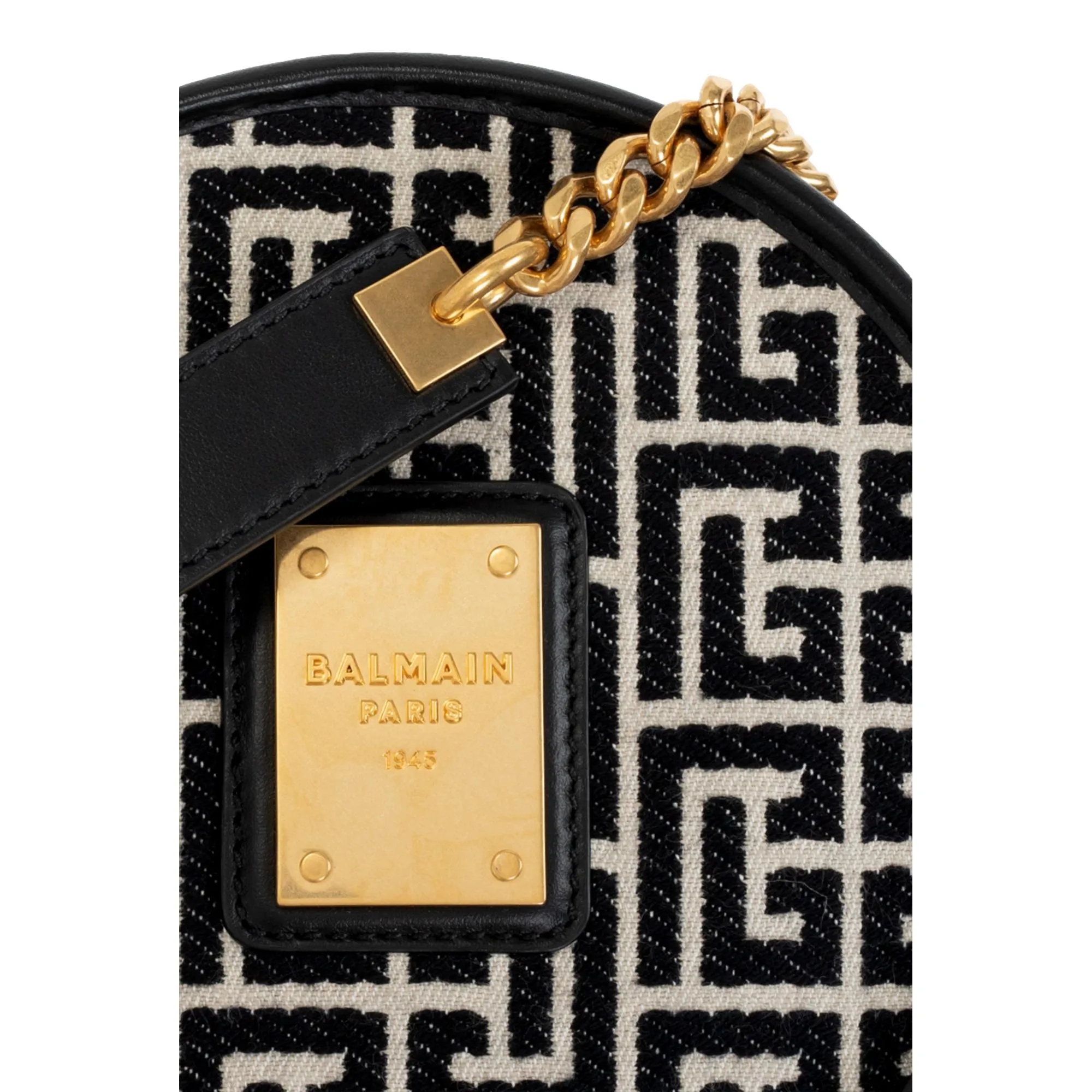 Balmain Canteen Black/Ivory Jacquard Logo Bag