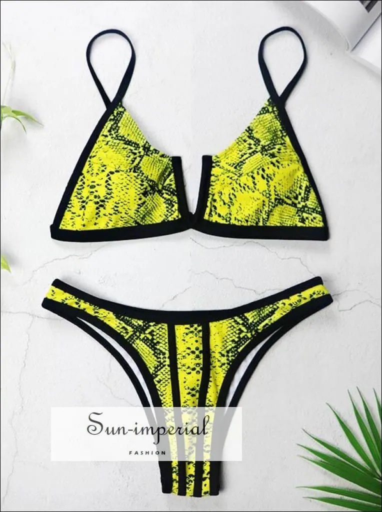 Bandeau Bikini V Neck Push up Swimwear Brazilian Cut Bikini Set