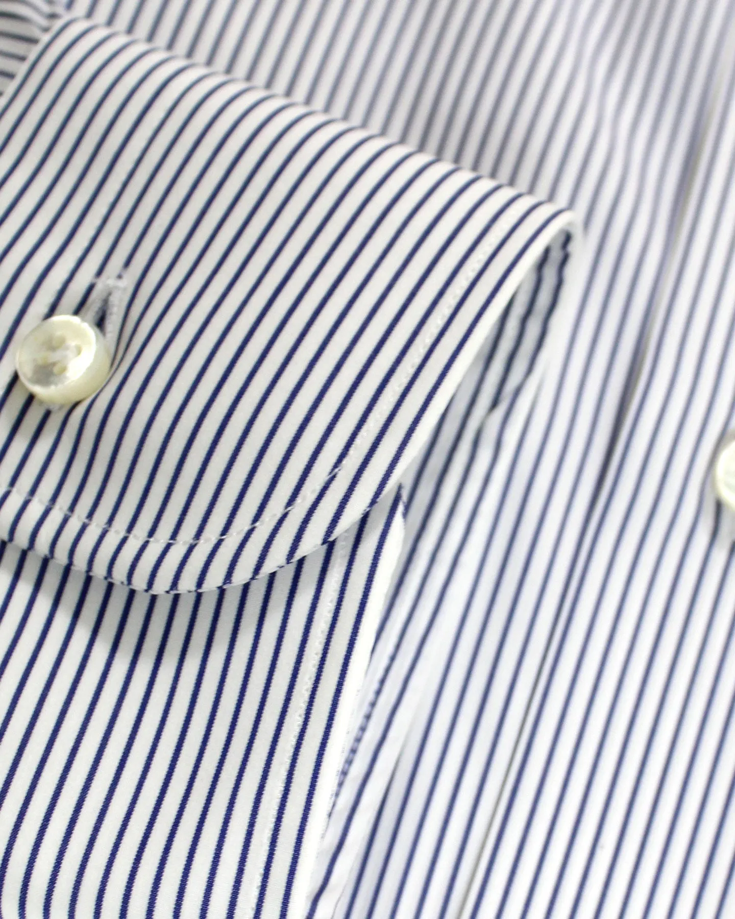 Barba Dress Shirt White Navy Stripes 41 - 16 Modern Fit