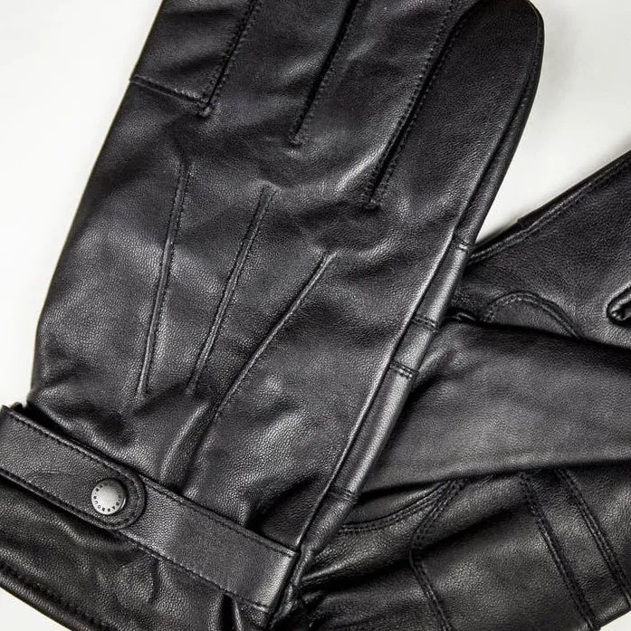 Barbour gloves in burnished leather black leather MGL0009BK71