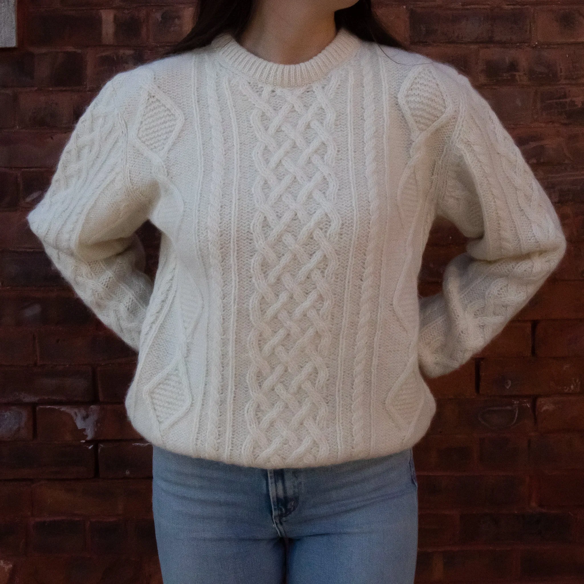 Barrington Aran Crewneck Alpaca Cable Knit Sweater