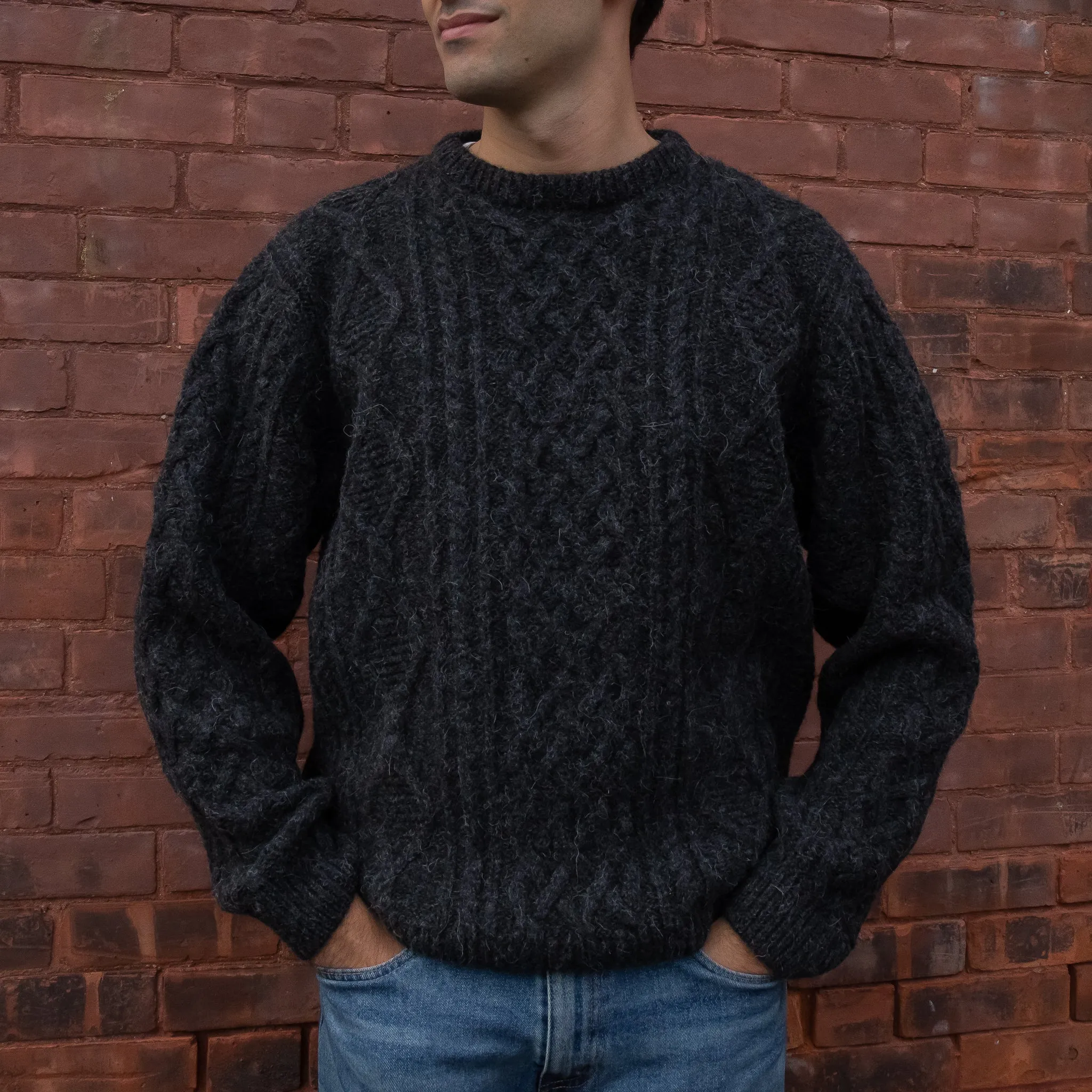 Barrington Aran Crewneck Alpaca Cable Knit Sweater