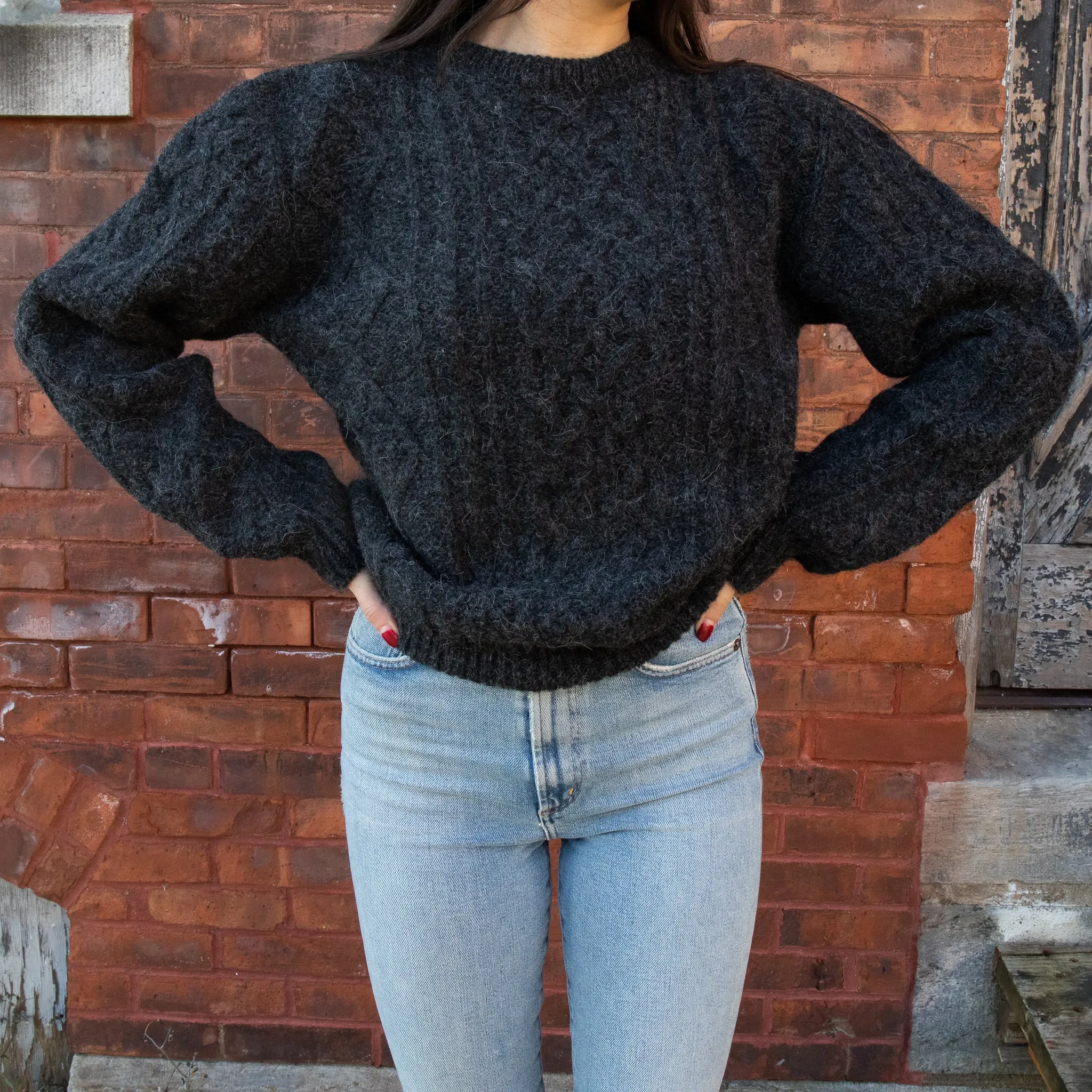 Barrington Aran Crewneck Alpaca Cable Knit Sweater