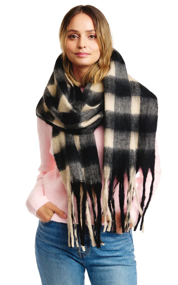 BASC2600 GINGHAM PLAID PATTERN OBLONG SCARF