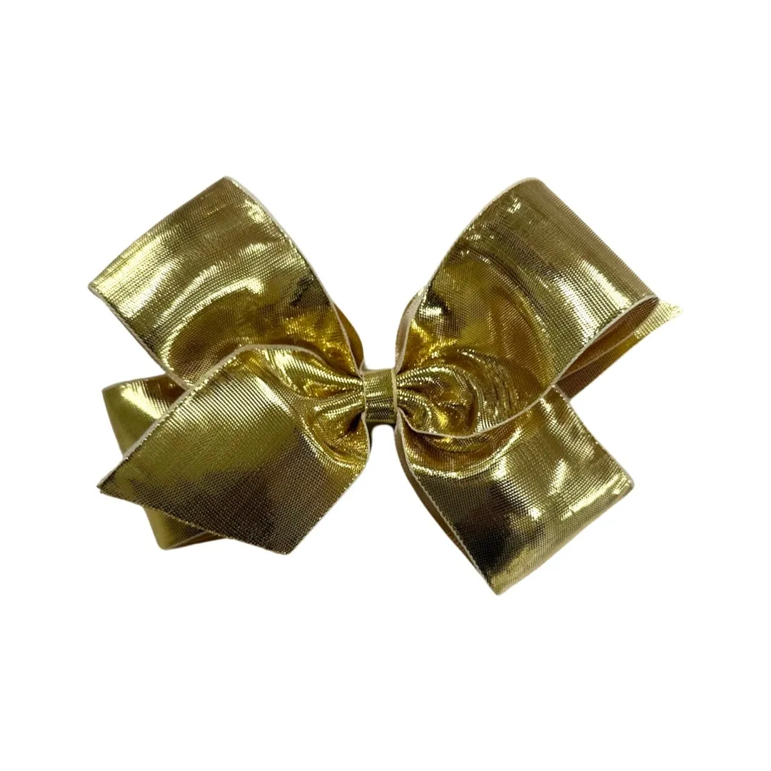 Basically Bows & Bowties Gold Metallic Hair Bow on Clippie