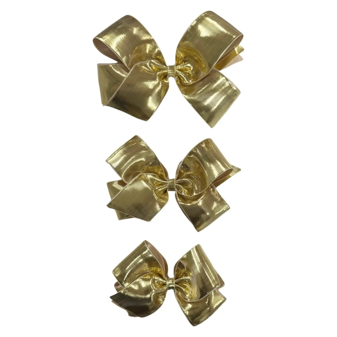 Basically Bows & Bowties Gold Metallic Hair Bow on Clippie