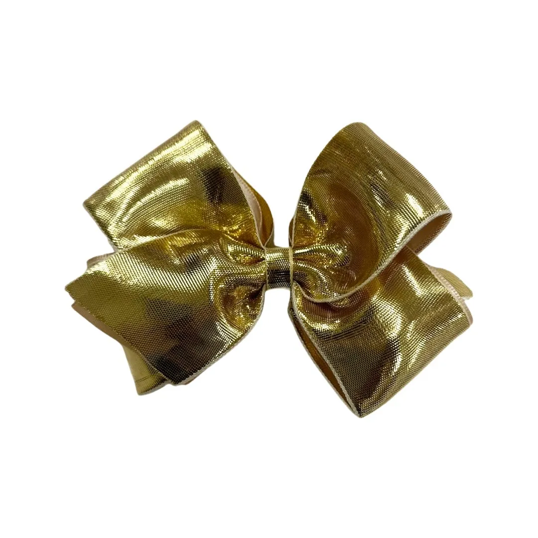 Basically Bows & Bowties Gold Metallic Hair Bow on Clippie