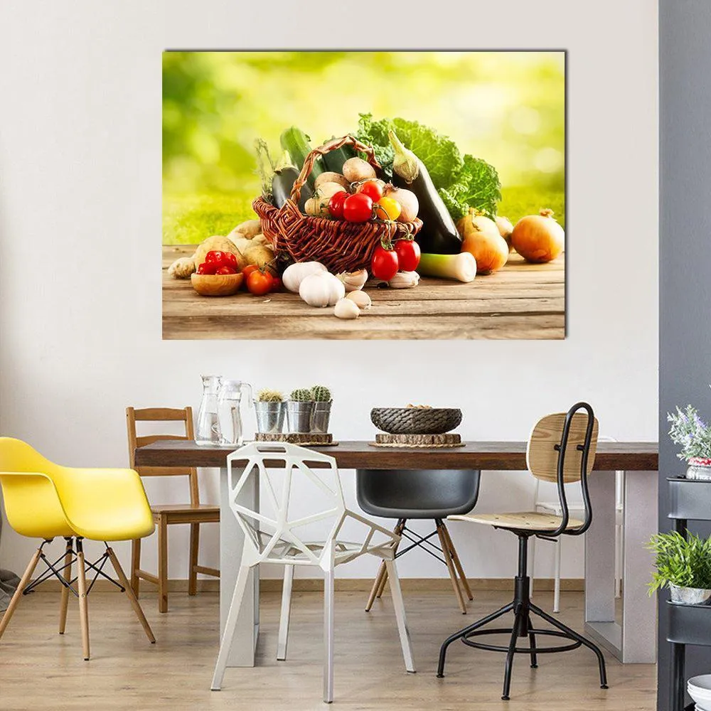 Basket Of Vegetables Canvas Wall Art