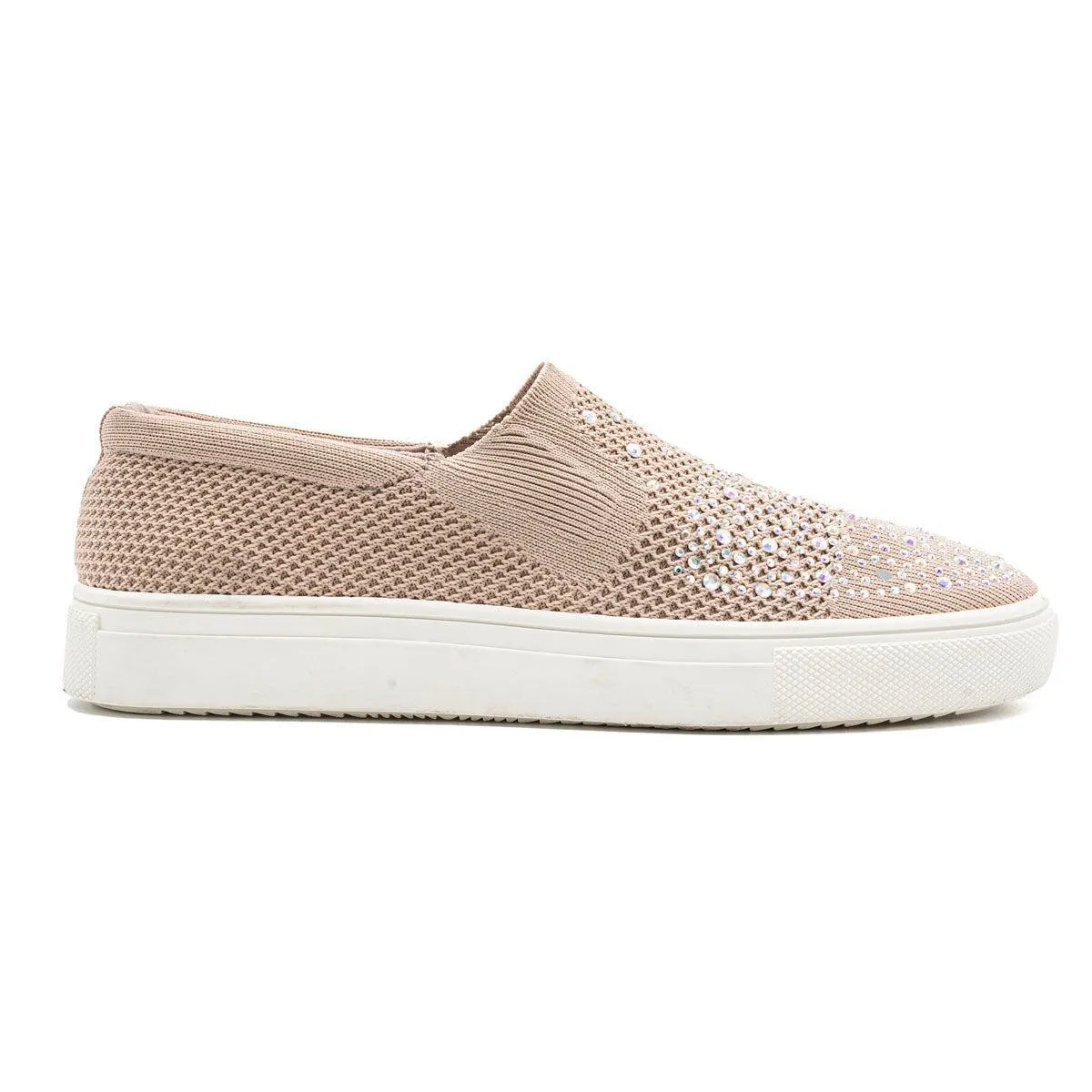 Bata Stretch Crystal Low-Top Sneakers Fabric Beige Colour For Women