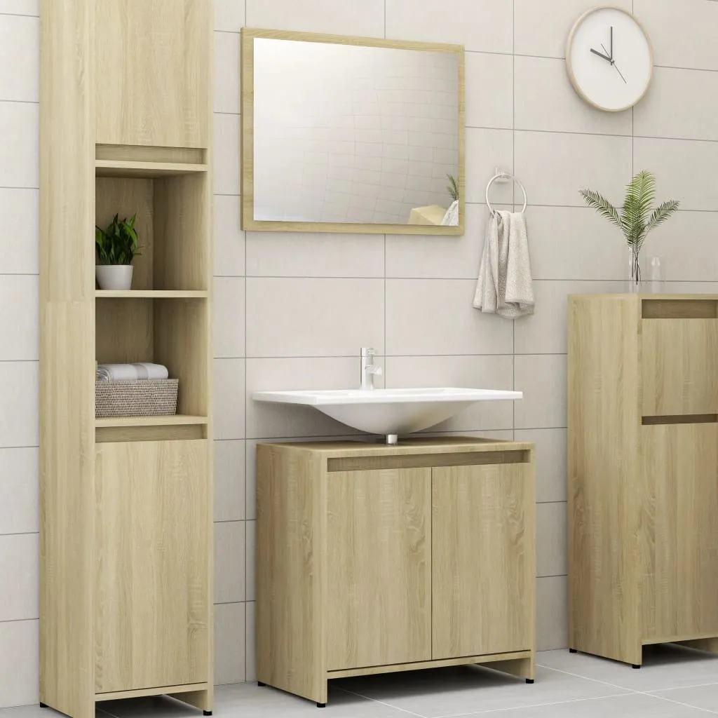 Bathroom Furniture Set Sonoma Oak Chipboard