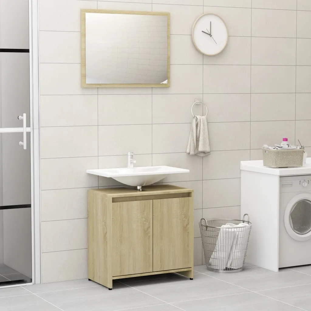 Bathroom Furniture Set Sonoma Oak Chipboard