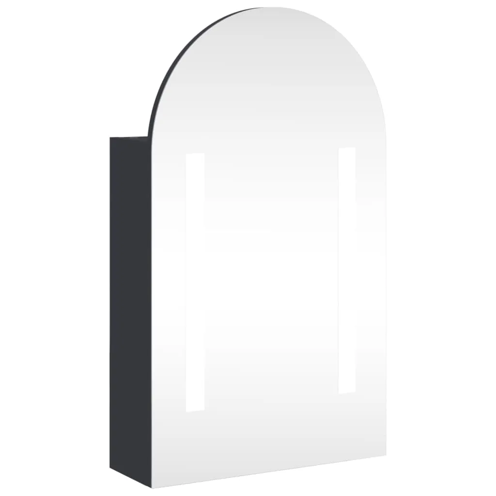 Bathroom Mirror Cabinet with LED Light Arched Grey 42x13x70 cm