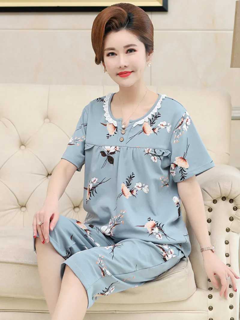 Beach party Summer Sleepwear Short Pajamas Suit