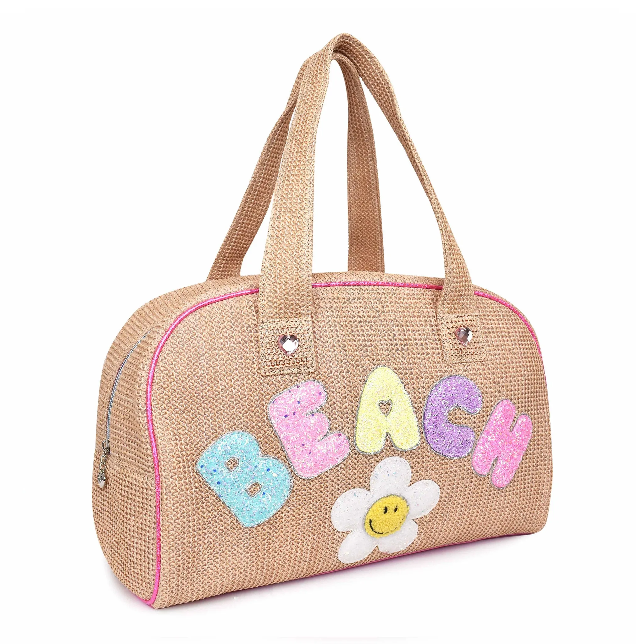 'Beach' Straw Daisy Medium Duffle Bag