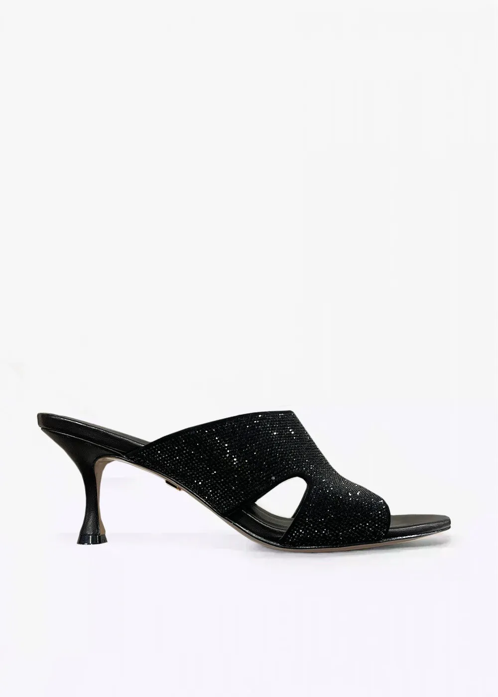 Beaded Cutout Low Heel - Black