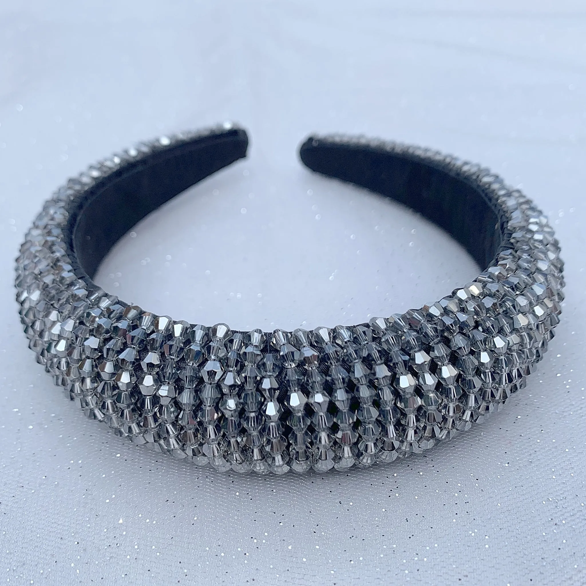 Beaded Headband Grey