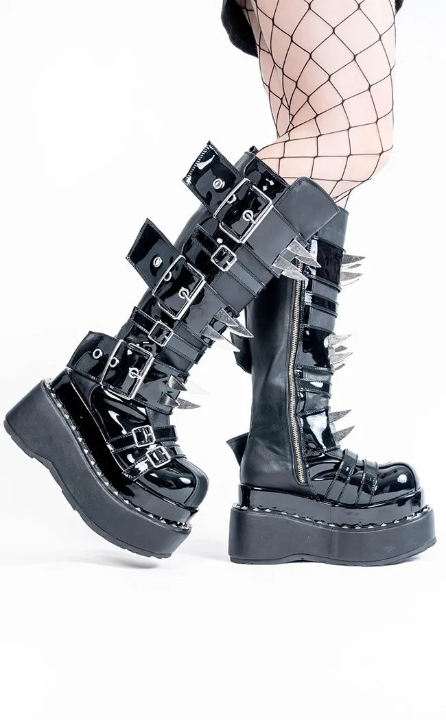 BEAR-215 Black Patent Knee-High Boots (AU Stock)