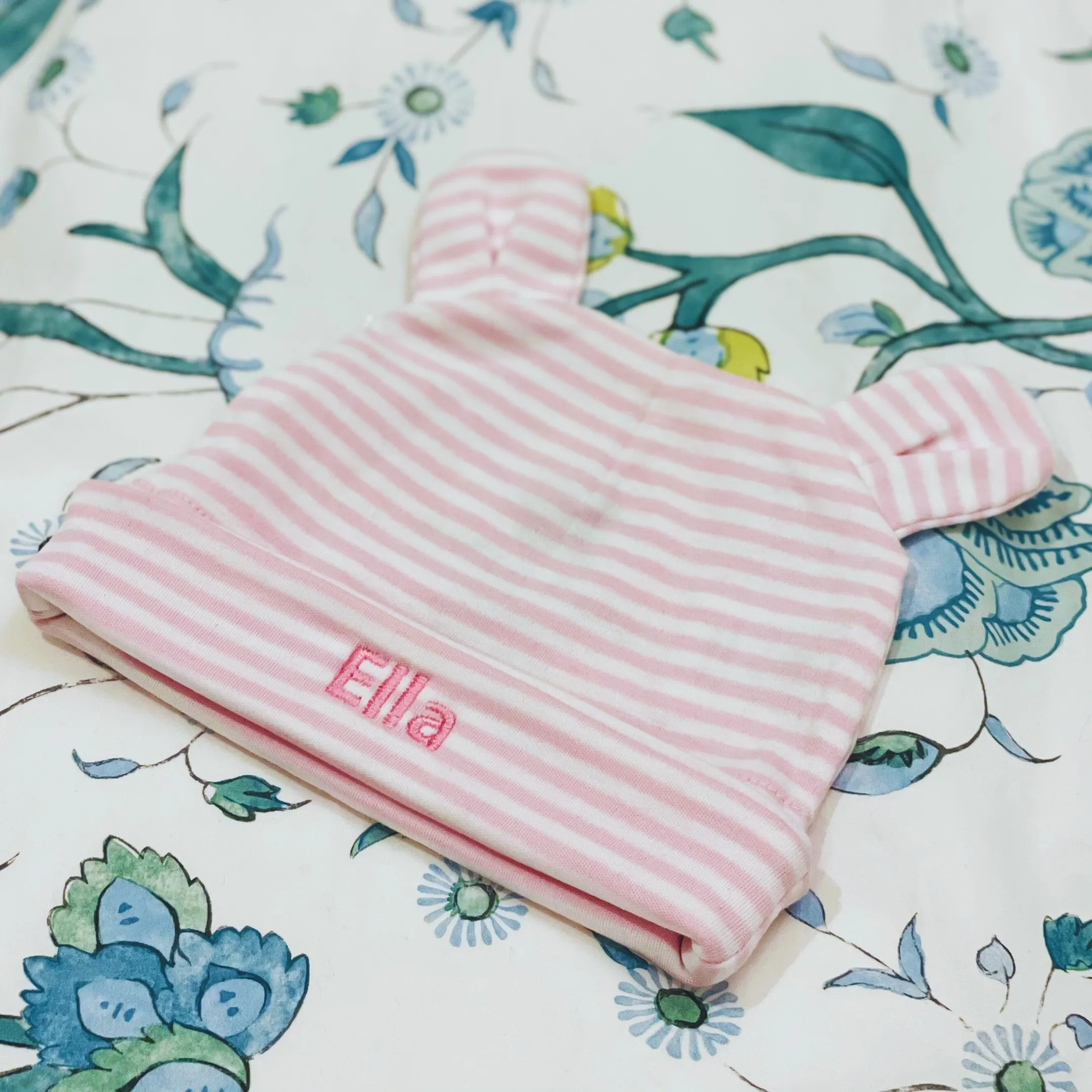 Bear Ear Hat - Pink Stripe