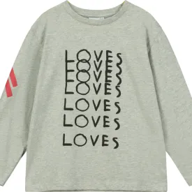 BEAU LOVES GREY MARL 'LOVES LOVES LOVES' LONG SLEEVE T-SHIRT