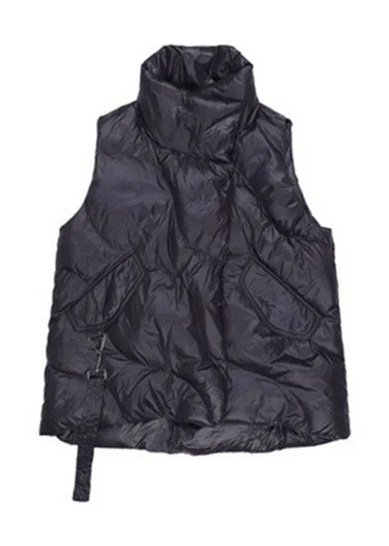 Beautiful Black Peter Pan Collar zippered Duck Down Winter down vest