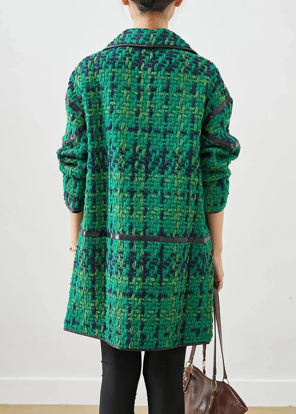 Beautiful Green Oversized Patchwork Cotton Coat Outwear Fall ML3202