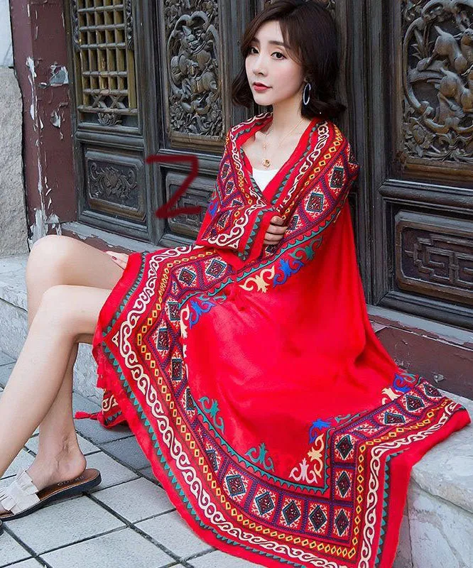 Beautiful Oversized Print Chiffon Beach Shawl