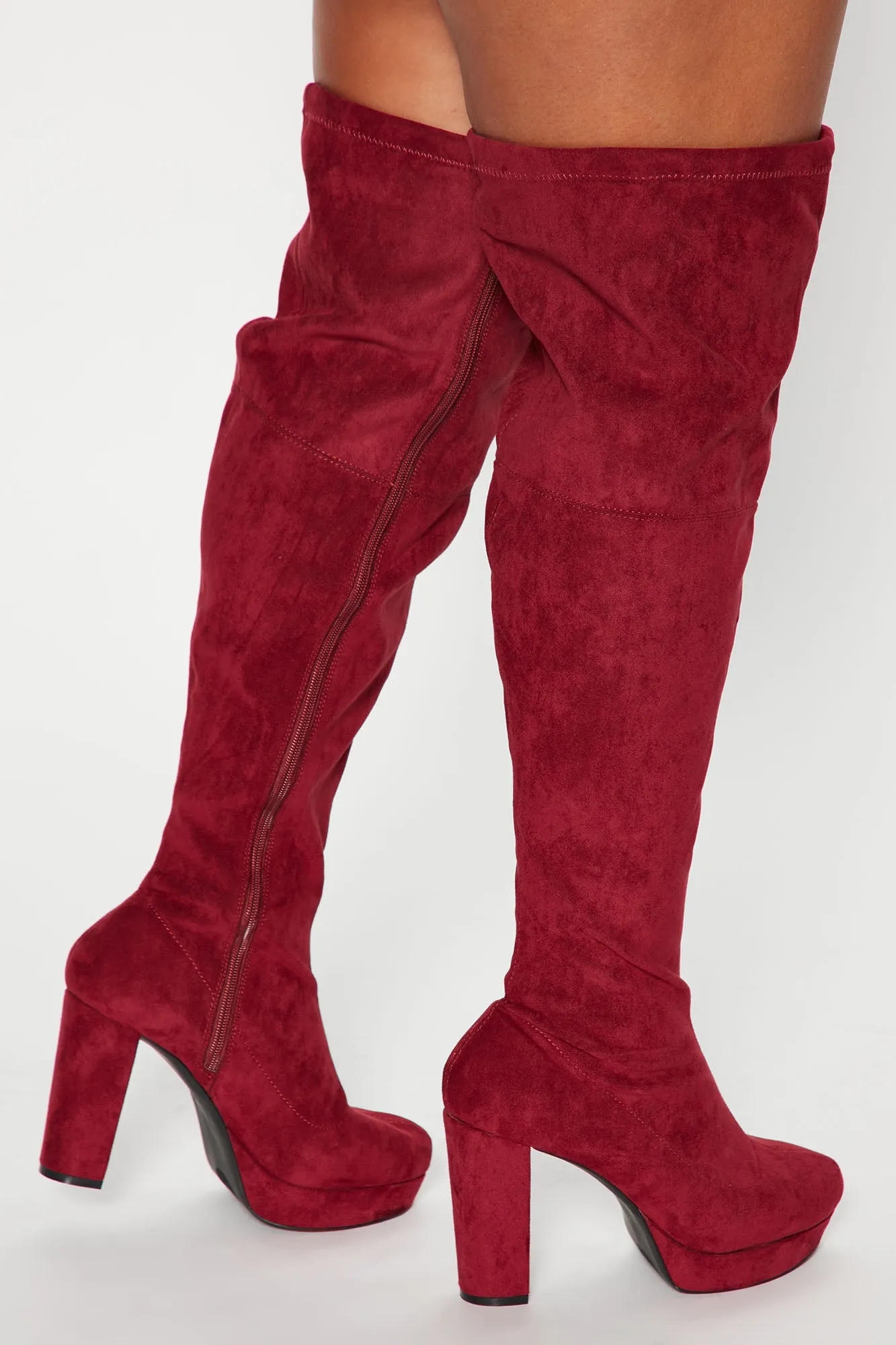 Becca Over The Knee Boots - Burgundy