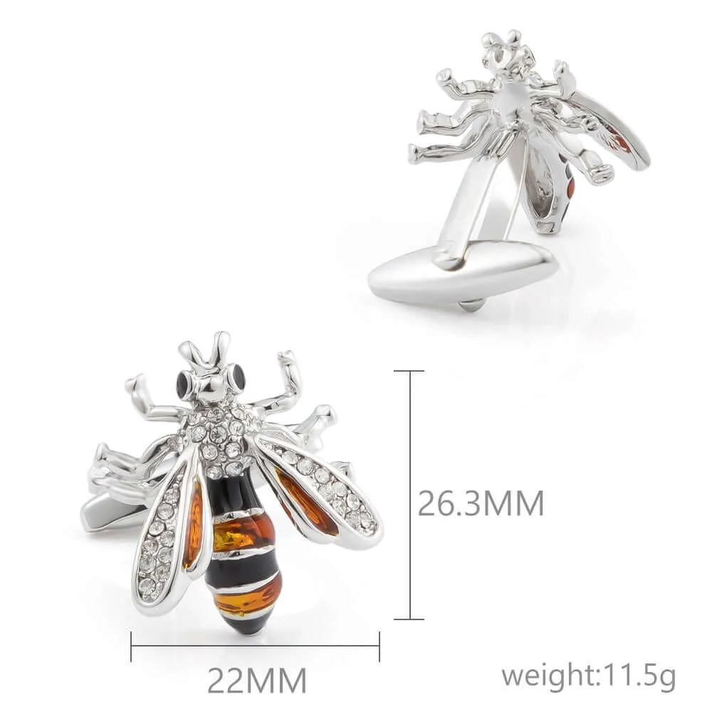 Bee-shaped Diamond French Swank Cufflinks