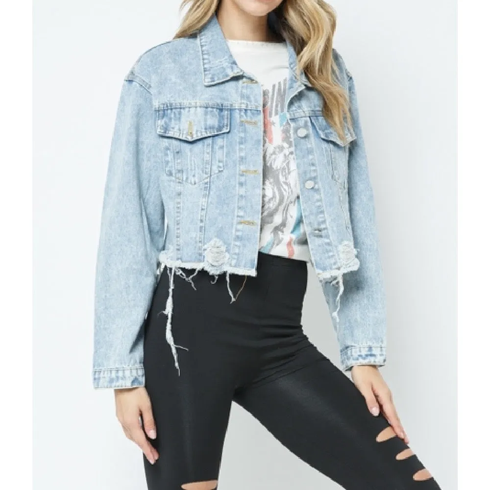 Beginners Luck Cropped Denim Jacket