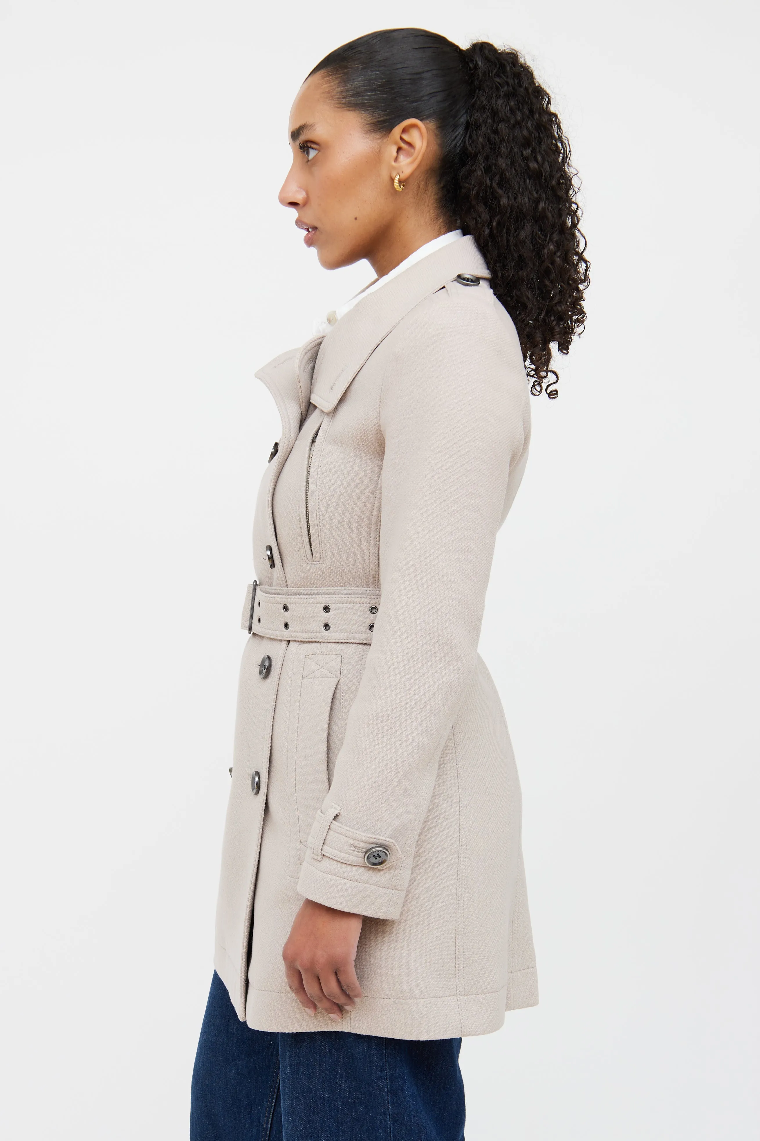 Beige Brit Mauve Wool Blend Coat