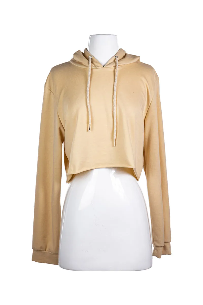 Beige Crop Hoodie