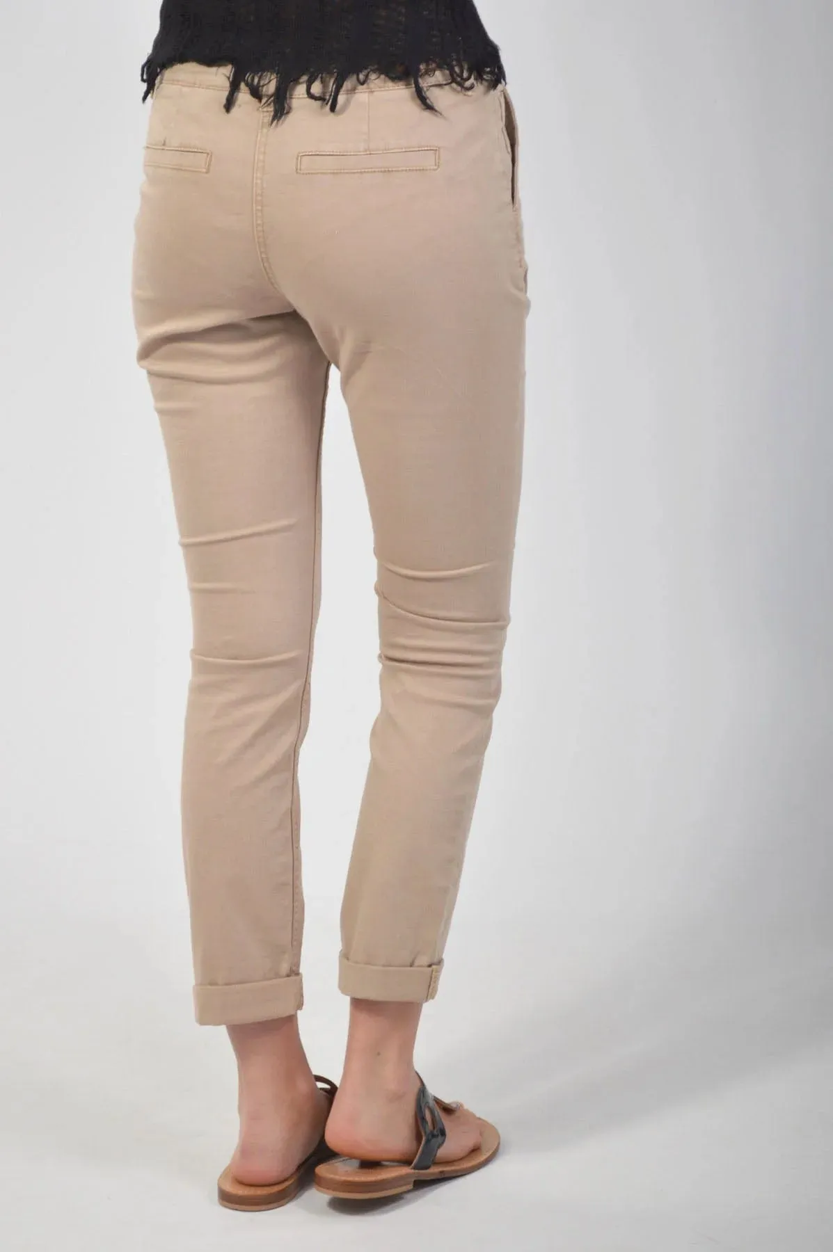 Beige Cropped Chinos