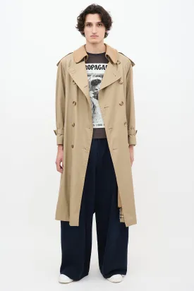 Beige Detachable Collar Belted Trench Coat