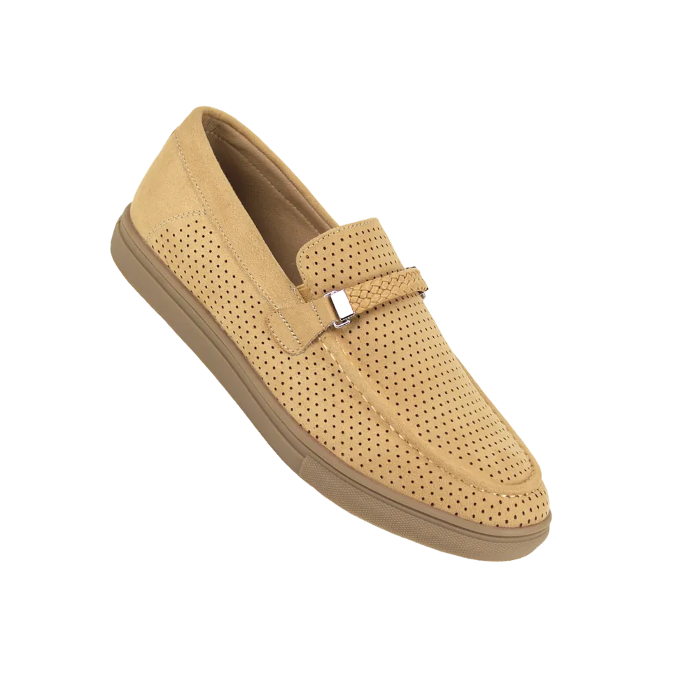 Beige Men's Loafer Slip-On Casual Shoes Suede Material Style No-6998