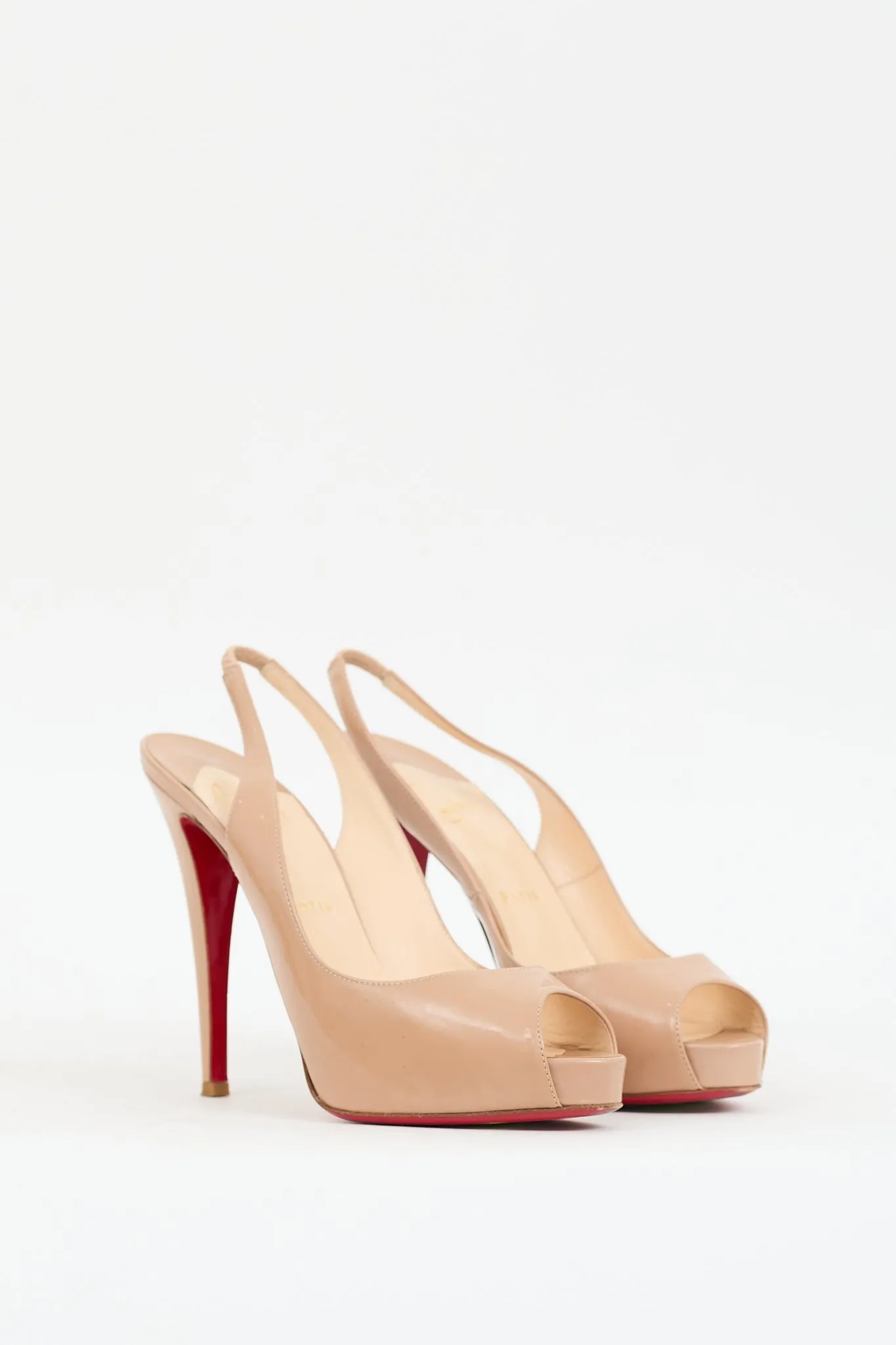 Beige Patent Private Number 120 Slingback Pump