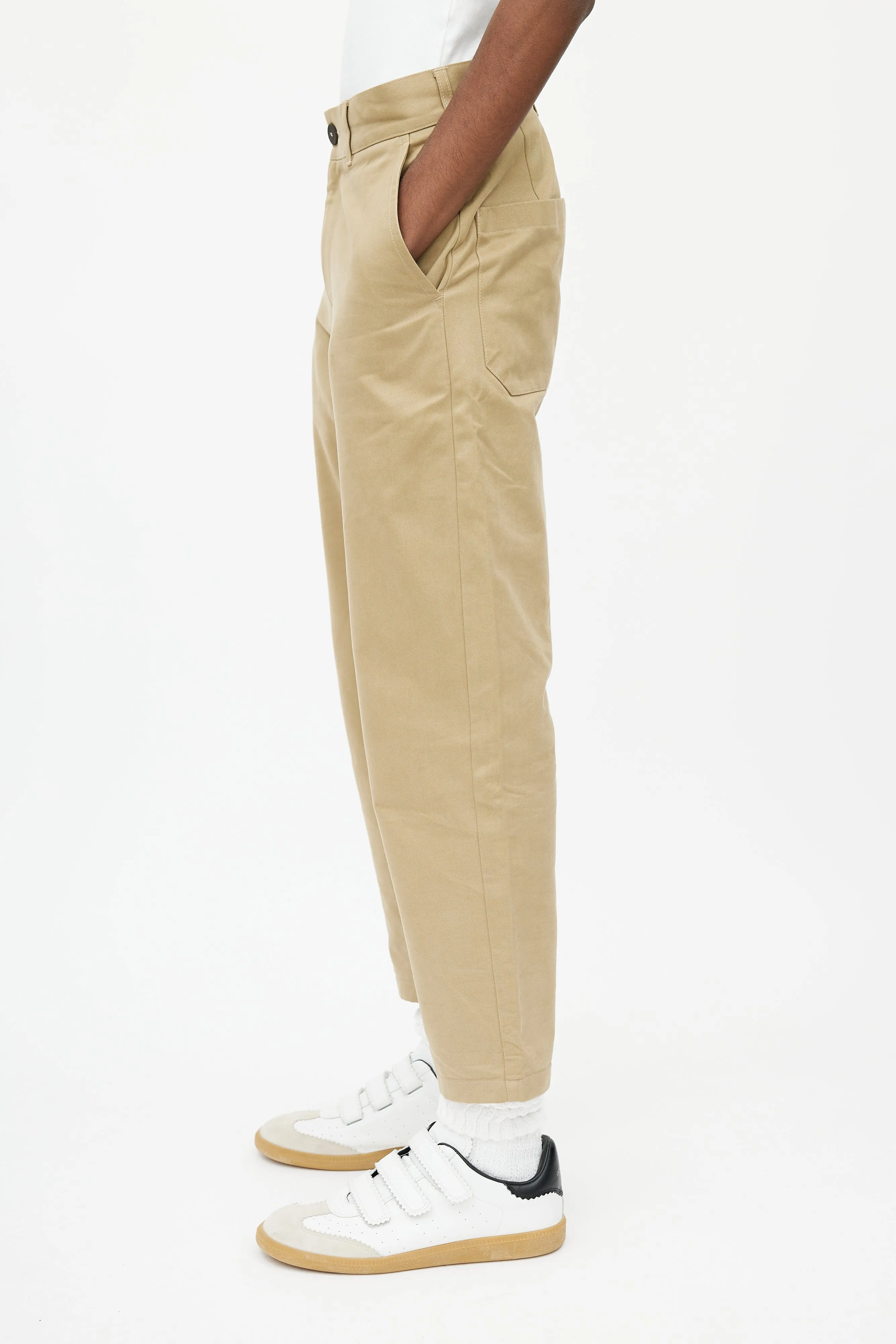 Beige Straight Leg Trouser